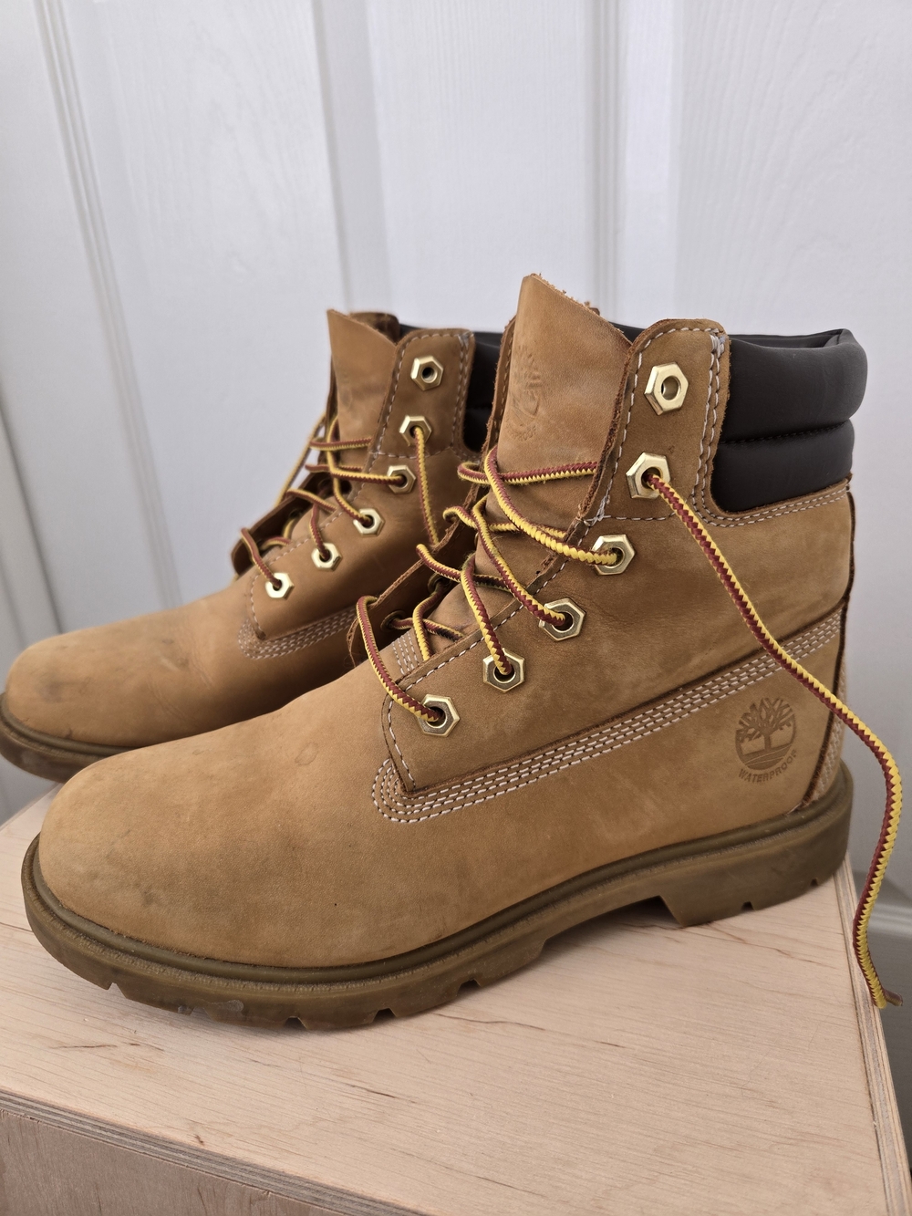 Timberland Linden Woods Wheat 6" Womens Boots with Black Collar Waterproof 7.5